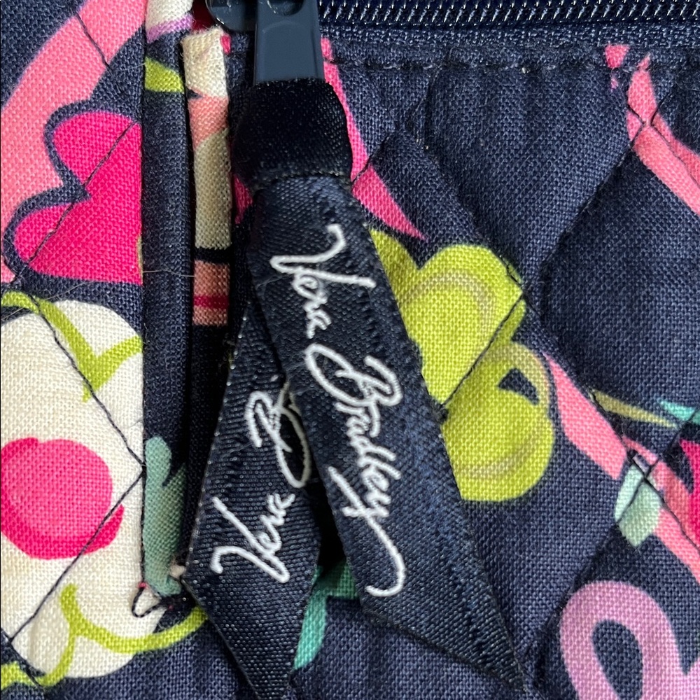 Vera Bradley Black Floral Quilted Wristlet - Medium